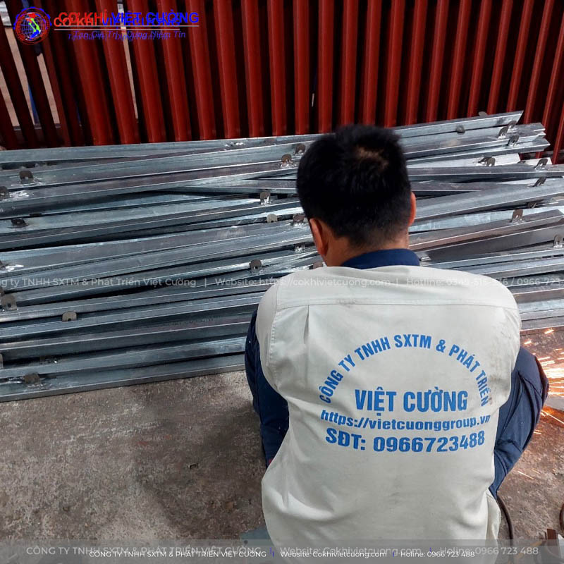 Processing steel frames at the factory